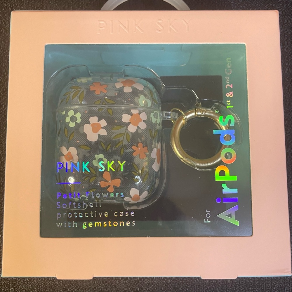 Pink Sky “Petit Flowers” AirPods Case 1st & 2nd Gen Softshell Protective NEW NIB